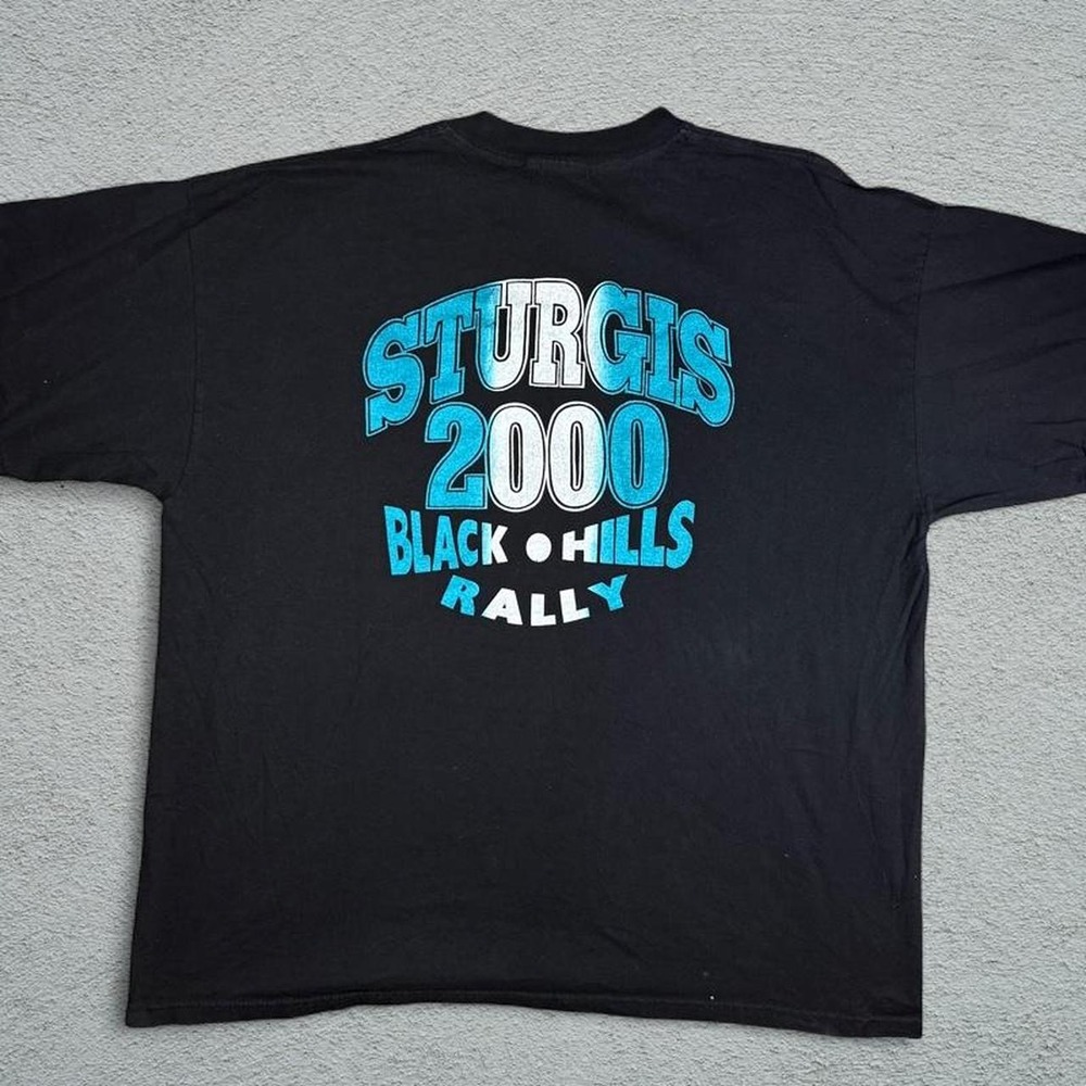Gildan Sturgis 2000 Black Hills Rally Biker T-Shirt Mens XXL Black Cotton Tee